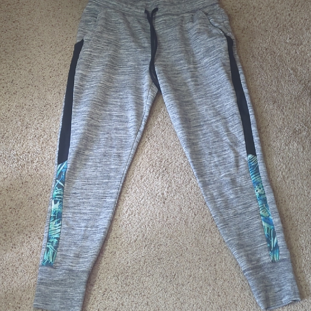 VS PINK Gray Athletic‎ Jogger Leggings Tropical Panel Women's Size Small
